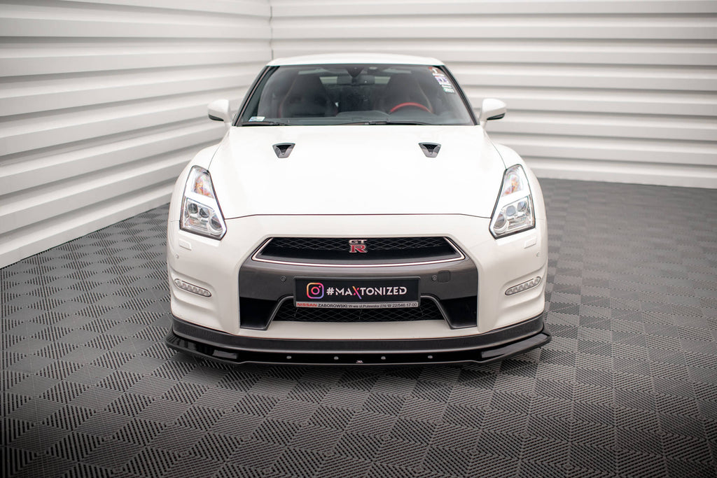 Maxton Design Street+ Spoilerlippe Front Ansatz passend für Nissan GTR R35 Facelift schwarz Hochglanz