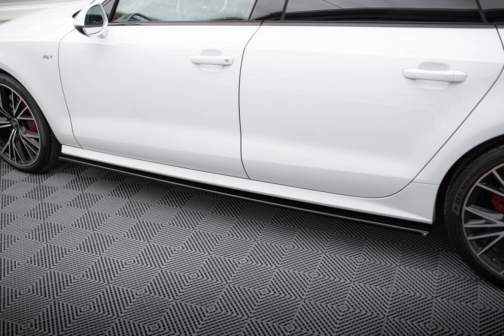 Maxton Design Street+ Seitenschweller Leisten passend für Audi S7 / A7 S-Line C7 FL schwarz Hochglanz