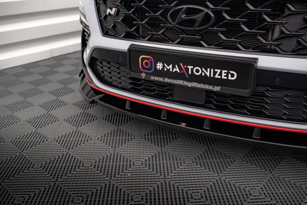 Maxton Design Street+ Spoilerlippe Front Ansatz V.2 + Flaps passend für Hyundai Kona N Mk1