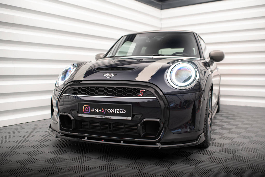 Maxton Design Street+ Spoilerlippe Front Ansatz V.2 passend für Mini Cooper S F56 Facelift schwarz Hochglanz