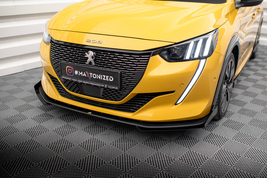 Maxton Design Street Pro Street+ Spoilerlippe Front Ansatz + Flaps passend für Peugeot 208 GT Mk2 schwarz Hochglanz