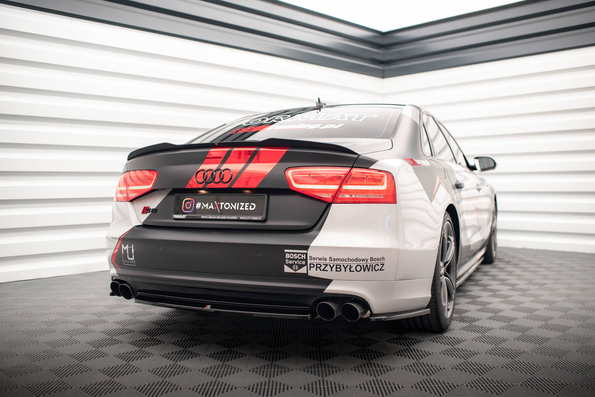 Maxton Design Spoiler CAP passend für Audi S8 D4 schwarz Hochglanz