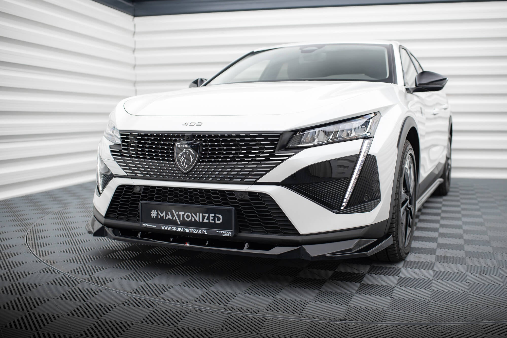 Maxton Design Street+ Spoilerlippe Front Ansatz passend für Peugeot 408 Mk1 schwarz Hochglanz