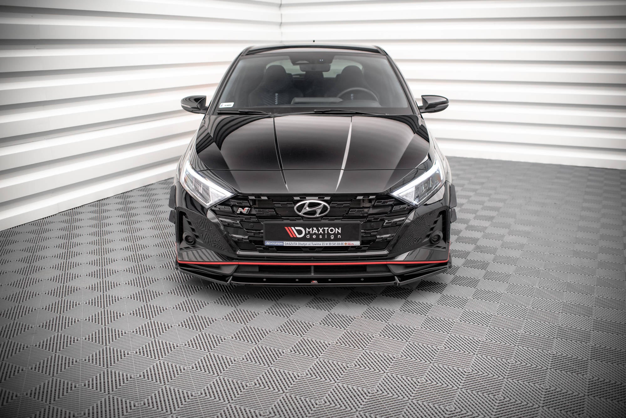 Maxton Design Street+ Spoilerlippe Front Ansatz V.2 passend für Hyundai I20 N Mk3 schwarz Hochglanz