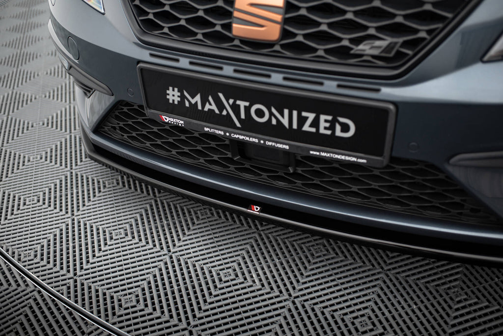 Maxton Design Street+ Spoilerlippe Front Ansatz V.1 passend für Seat Leon Cupra / FR Mk3 FL schwarz Hochglanz