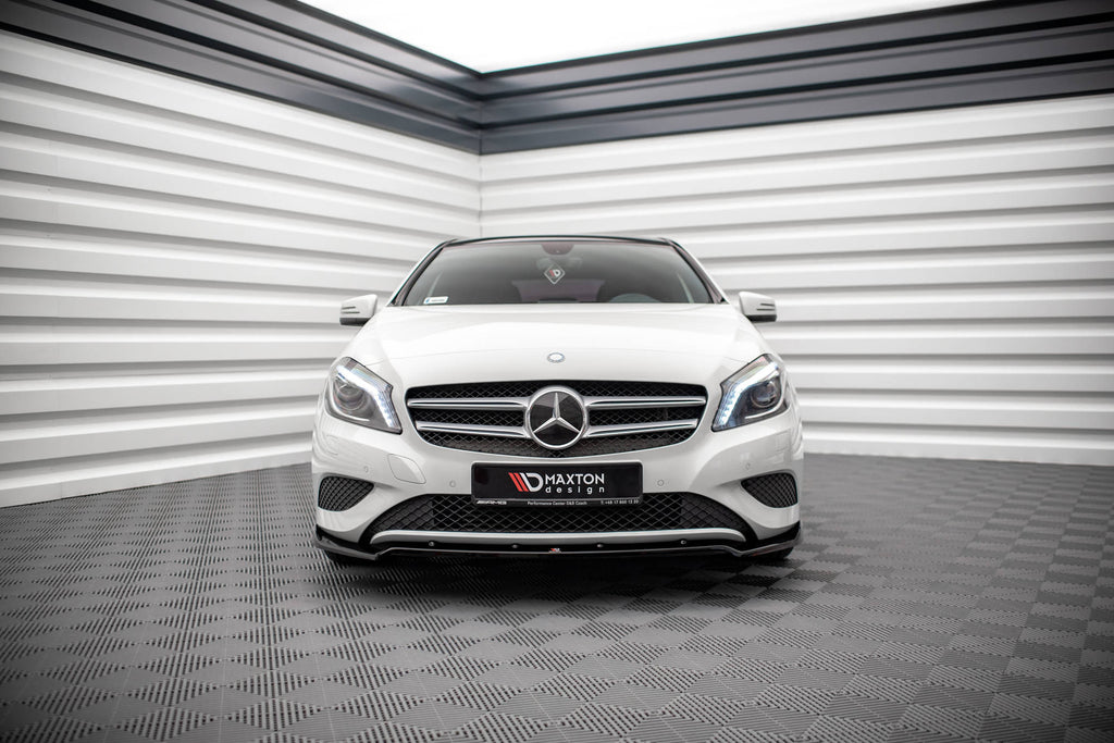 Maxton Design Street+ Spoilerlippe Front Ansatz V.2 passend für Mercedes-Benz A W176 schwarz Hochglanz