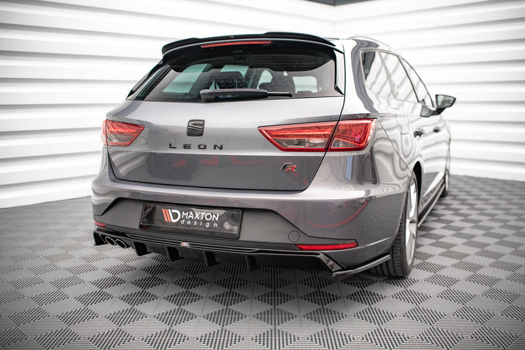 Maxton Design Diffusor Heck Ansatz passend für Seat Leon FR Sportstourer Mk3 schwarz Hochglanz