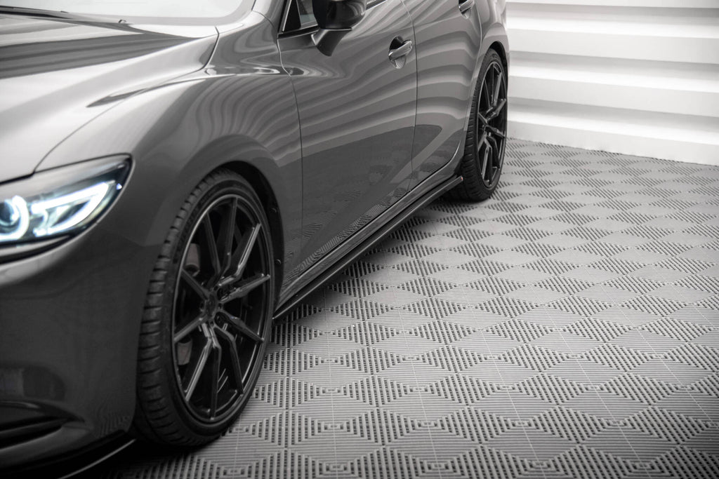 Maxton Design Street+ Seitenschweller Leisten passend für Mazda 6 Kombi Mk3 Facelift schwarz Hochglanz