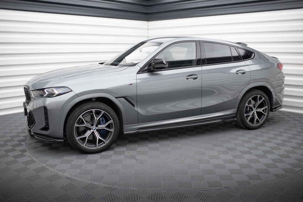 Maxton Design Street+ Seitenschweller Leisten passend für V.1 passend für BMW X6 M-Paket G06 Facelift schwarz Hochglanz