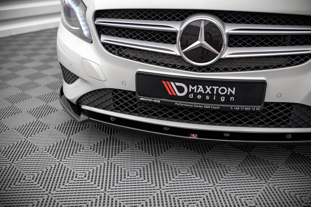 Maxton Design Street+ Spoilerlippe Front Ansatz V.2 passend für Mercedes-Benz A W176 schwarz Hochglanz