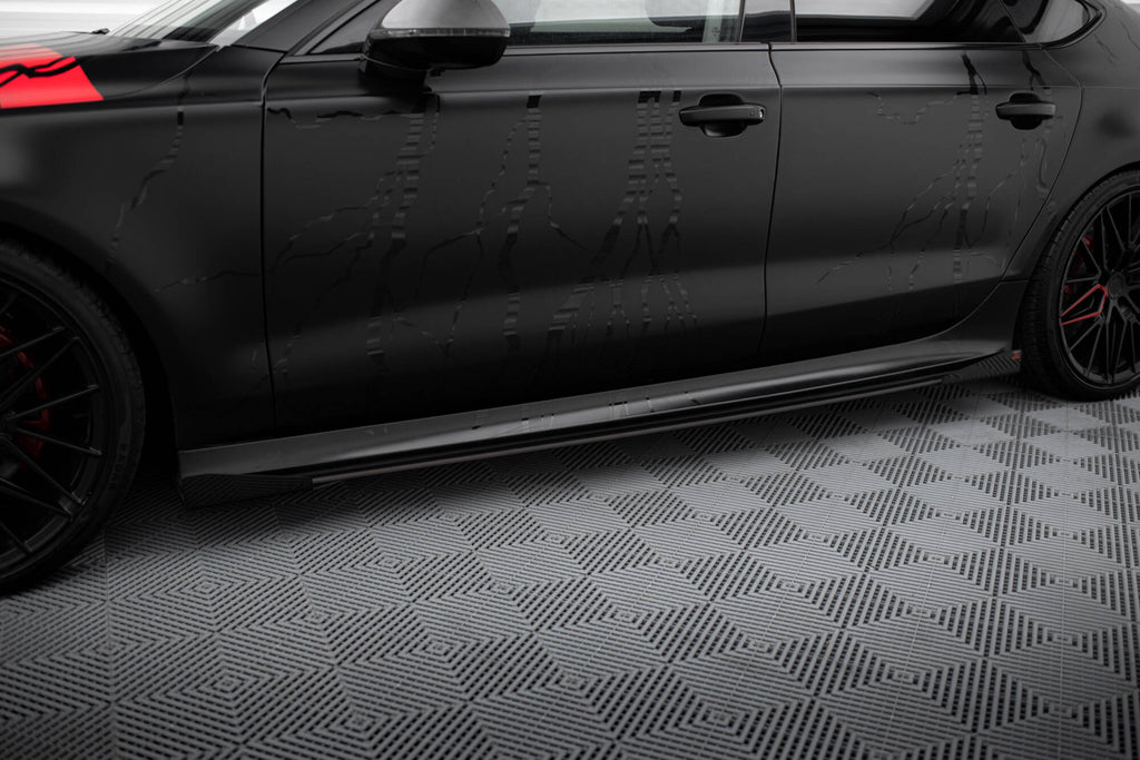Maxton Design Side Flaps Audi A7 S-Line C7 Schwarz Hochglanz