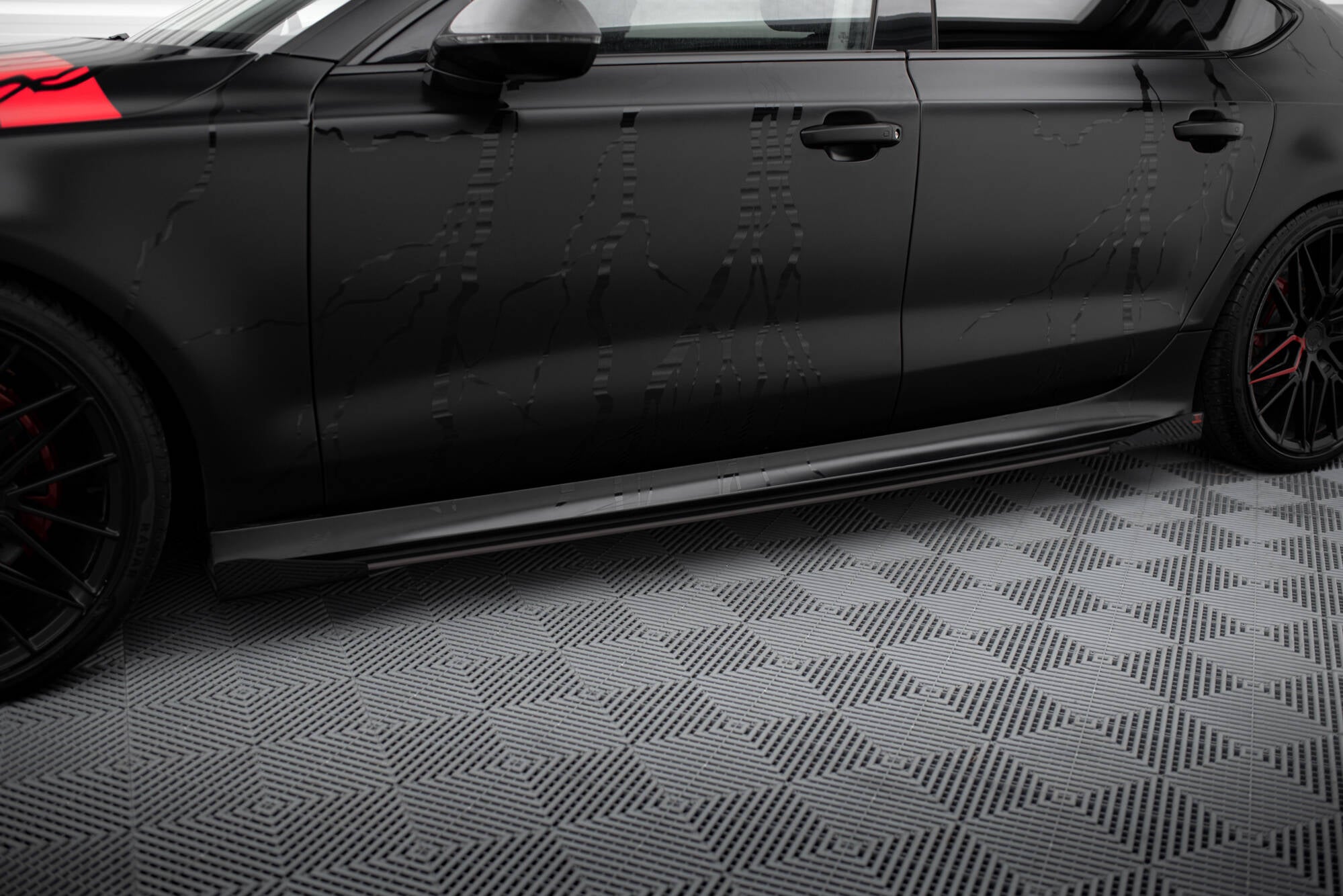 Maxton Design Side Flaps Audi A7 S-Line C7 Schwarz Hochglanz