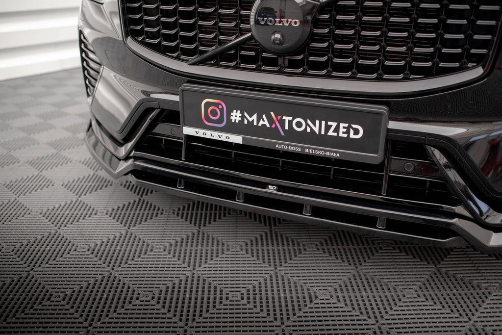 Maxton Design Street+ Spoilerlippe Front Ansatz passend für Volvo XC60 R-Design Mk2 Facelift schwarz Hochglanz