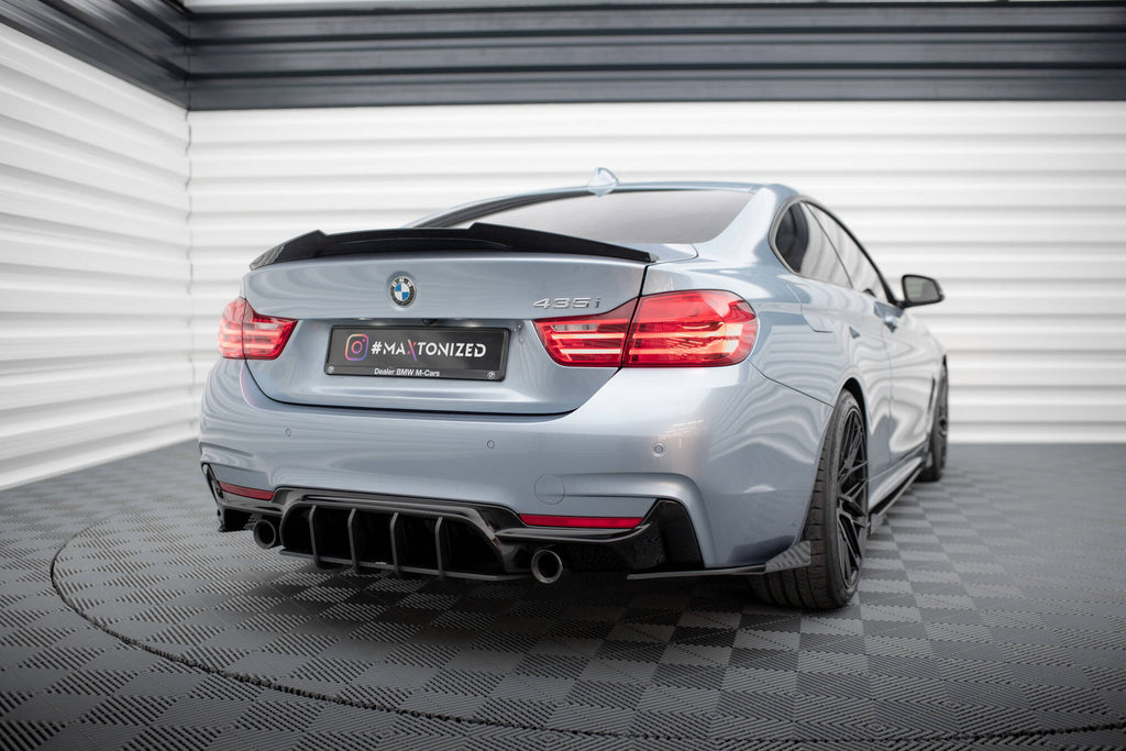 Maxton Design Street Pro Heck Ansatz Flaps Diffusor + Flaps passend für BMW 4er35i Coupe M-Paket F32 schwarz Hochglanz