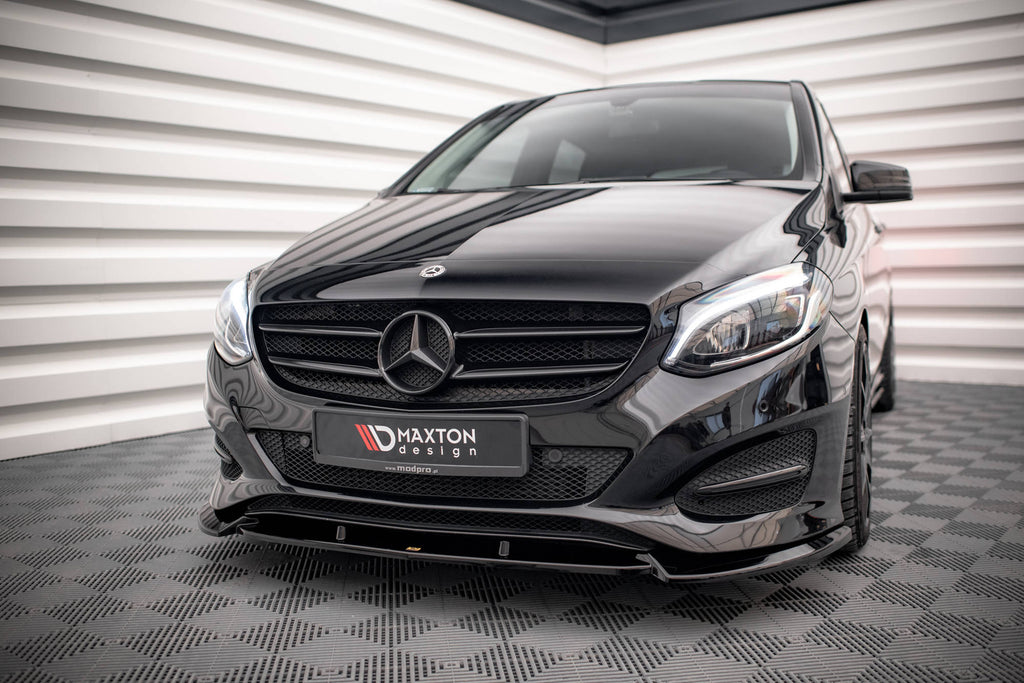 Maxton Design Street+ Spoilerlippe Front Ansatz passend für Mercedes-Benz B W246 Facelift schwarz Hochglanz