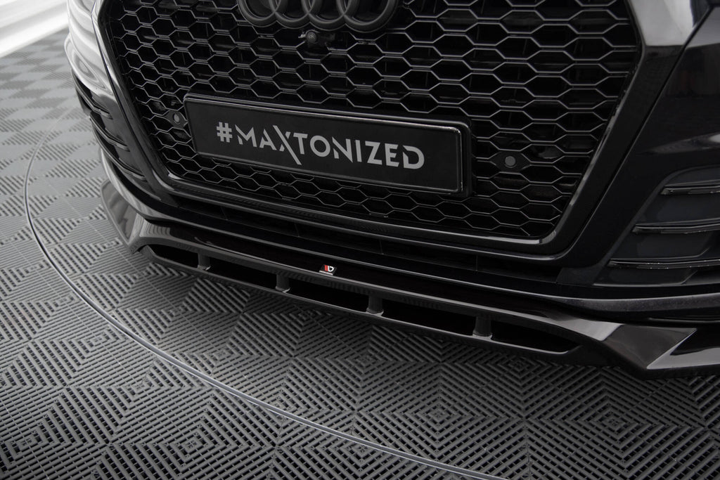 Maxton Design Street+ Spoilerlippe Front Ansatz V.2 passend für Audi SQ7 / Q7 S-Line Mk2 schwarz Hochglanz
