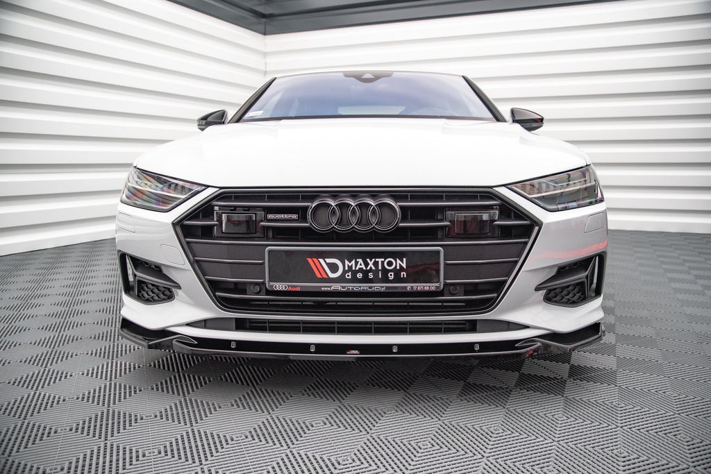 Maxton Design Street+ Spoilerlippe Front Ansatz V.2 passend für Audi A7 C8 schwarz Hochglanz
