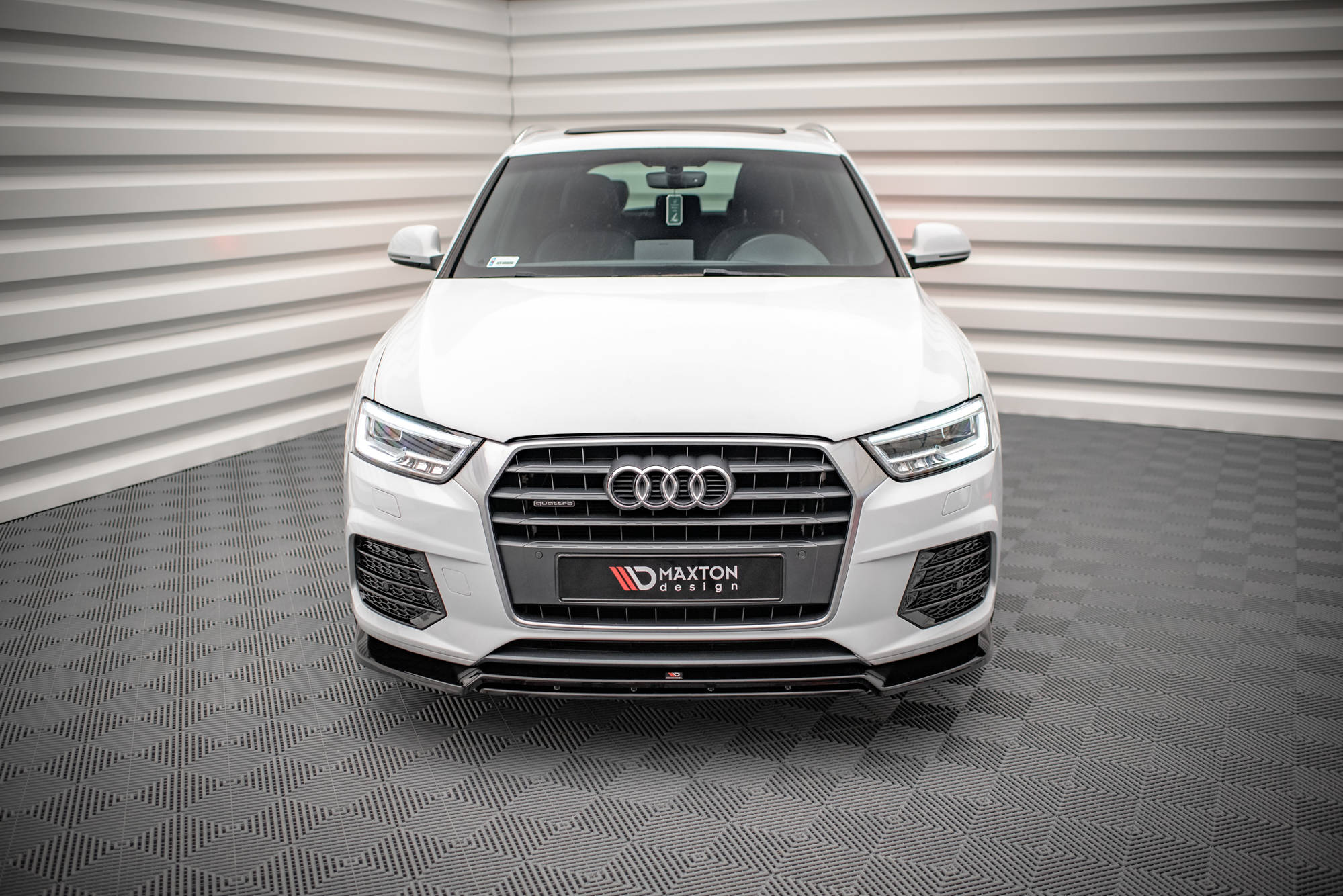 Maxton Design Street+ Spoilerlippe Front Ansatz V.2 passend für Audi Q3 Sport 8U Facelift schwarz Hochglanz