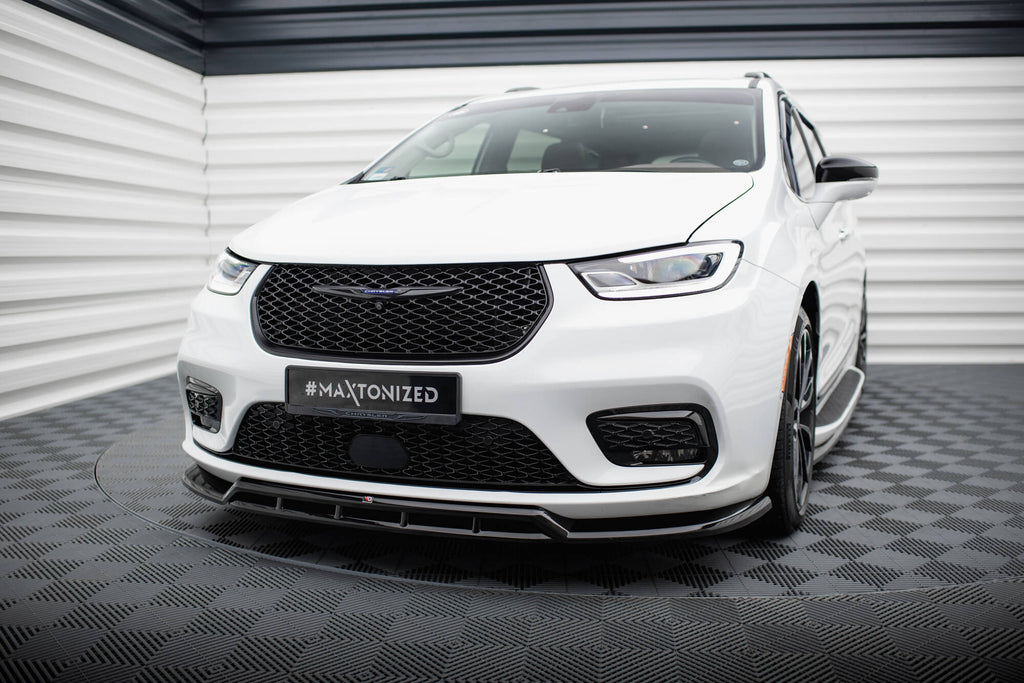 Maxton Design Street+ Spoilerlippe Front Ansatz passend für Chrysler Pacifica Mk2 Facelift schwarz Hochglanz