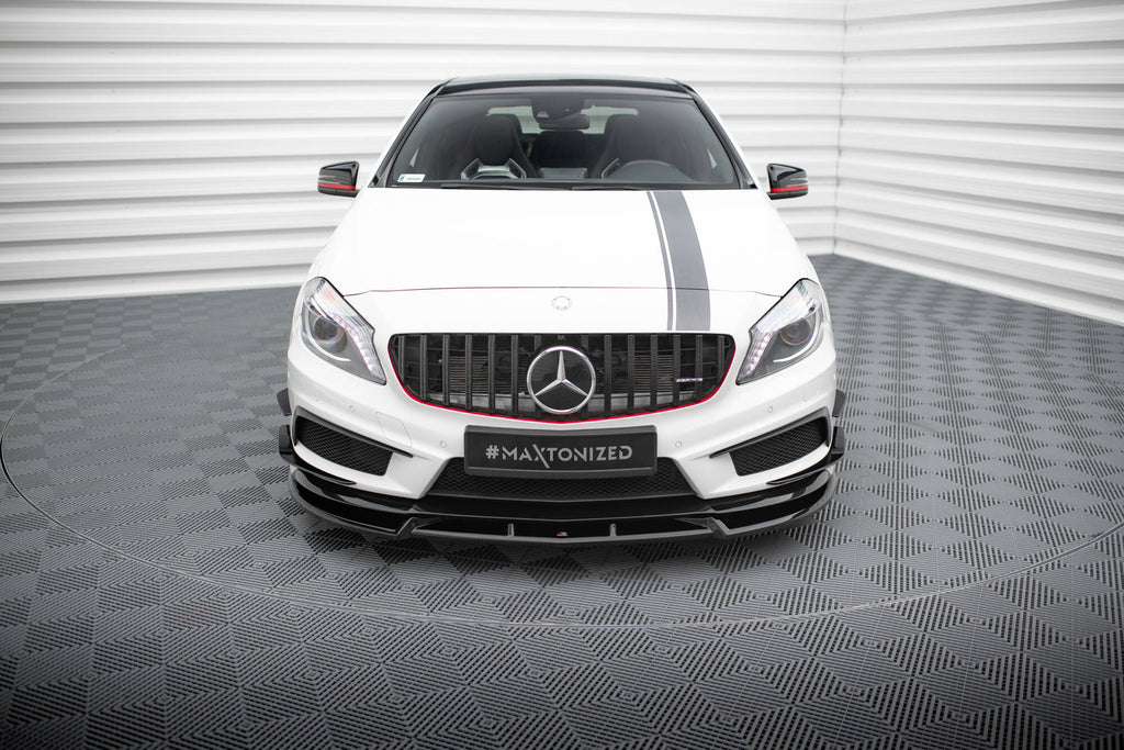 Maxton Design Street+ Spoilerlippe Front Ansatz V.3 passend für Mercedes-Benz A45 AMG W176 schwarz Hochglanz
