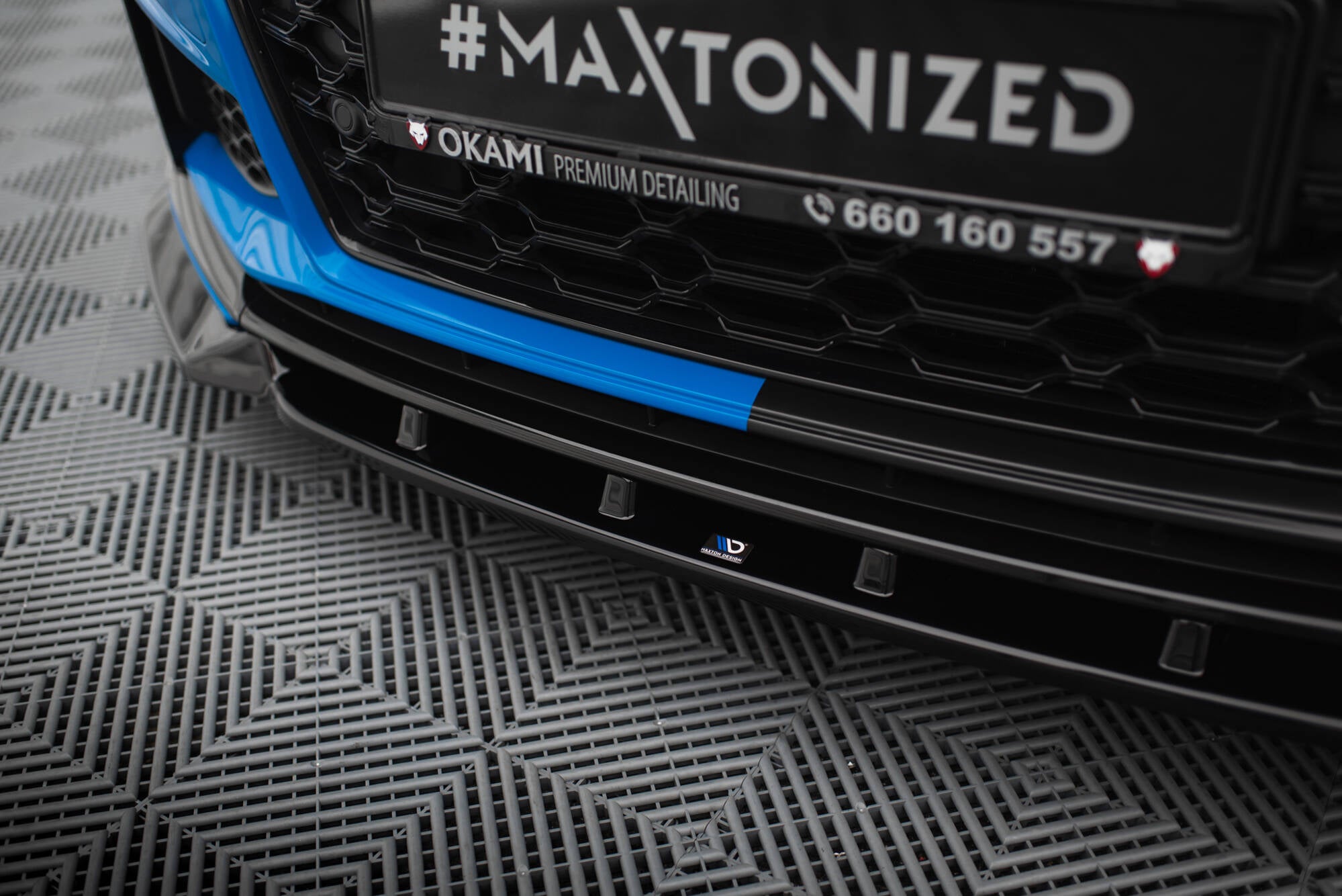 Maxton Design Street+ Spoilerlippe Front Ansatz V.1 passend für Audi TT S / TT S-Line 8S Facelift schwarz Hochglanz