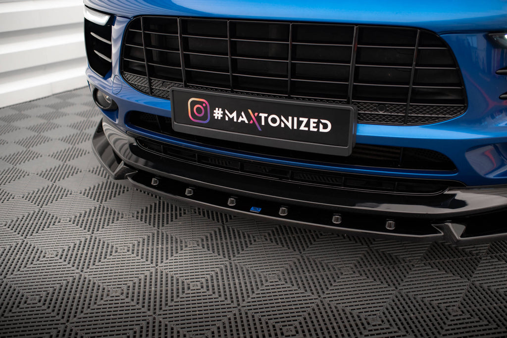 Maxton Design Street+ Spoilerlippe Front Ansatz V.2 passend für Porsche Macan Mk1 schwarz Hochglanz
