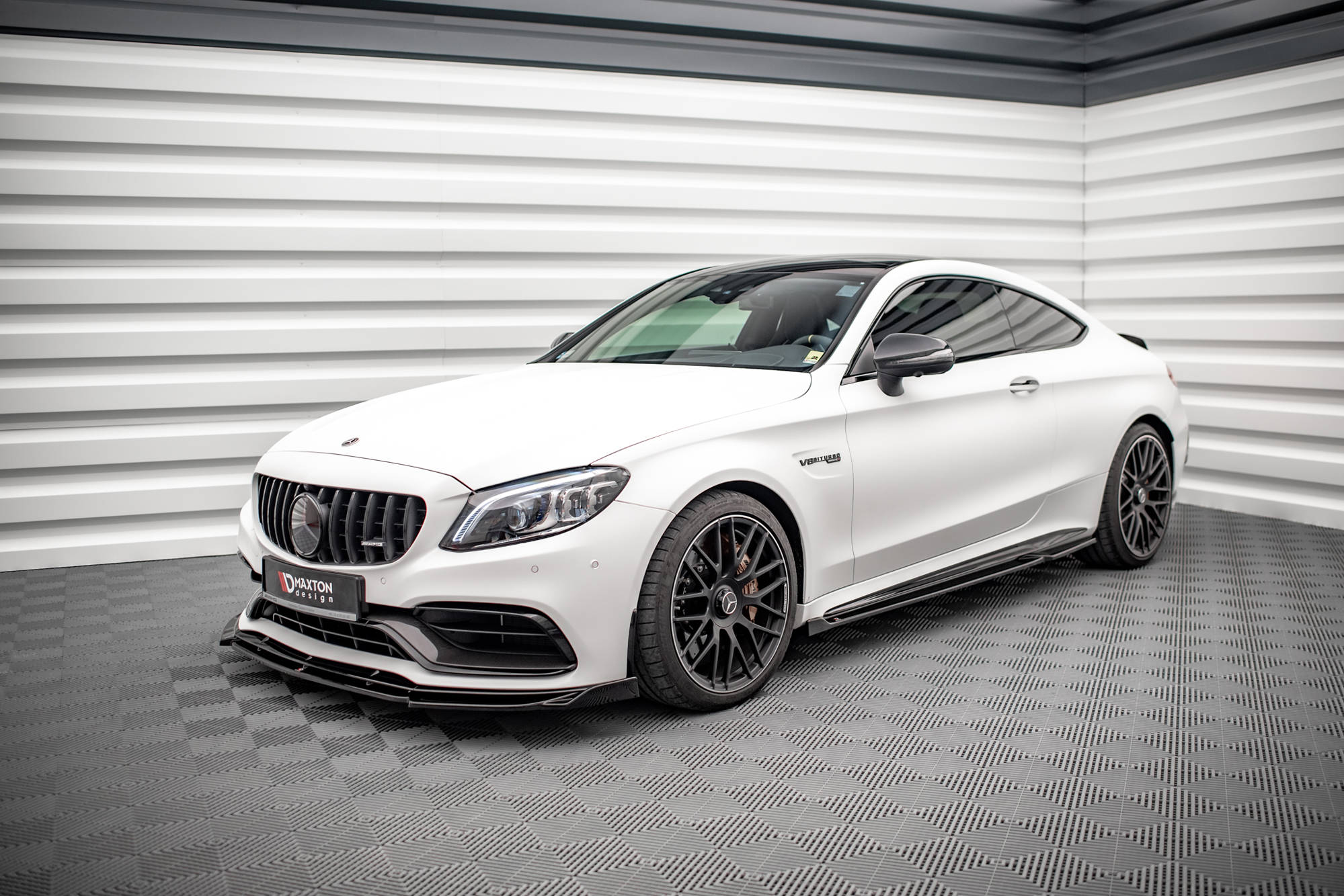 Maxton Design Street+ Seitenschweller Leisten V.2 passend für Mercedes-AMG C 63 AMG Coupe C205 Facelift schwarz Hochglanz