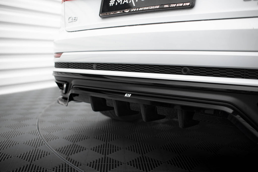 Maxton Design Street+ Mittlerer Diffusor RACE passend für Audi Q8 S-Line Mk1 schwarz Hochglanz
