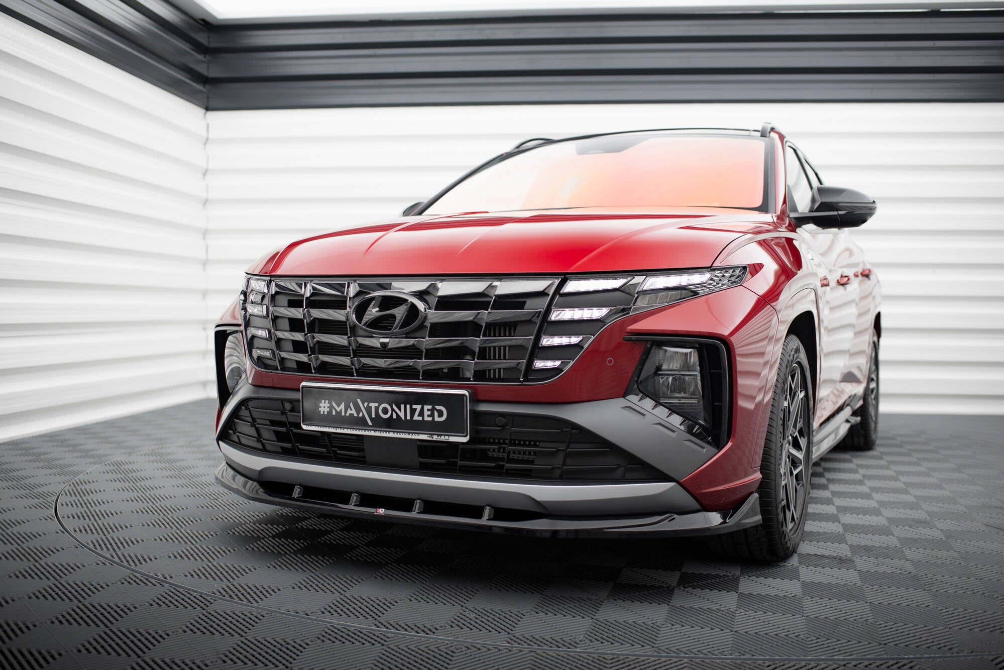 Maxton Design Street+ Spoilerlippe Front Ansatz V.1 passend für Hyundai Tucson N-Line Mk4 schwarz Hochglanz