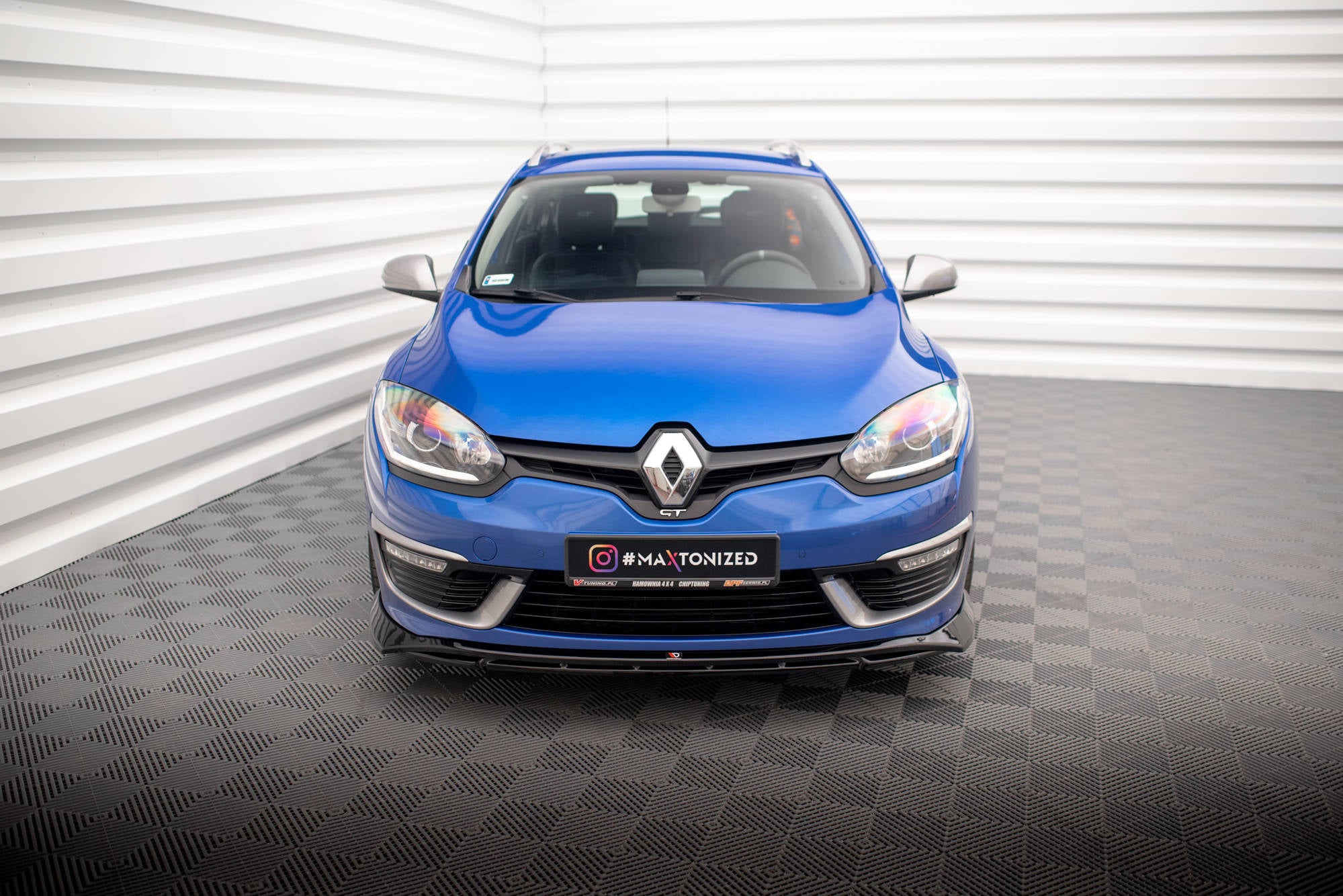 Maxton Design Street+ Spoilerlippe Front Ansatz passend für Renault Megane GT Line Grandtour Mk3 Facelift schwarz Hochglanz