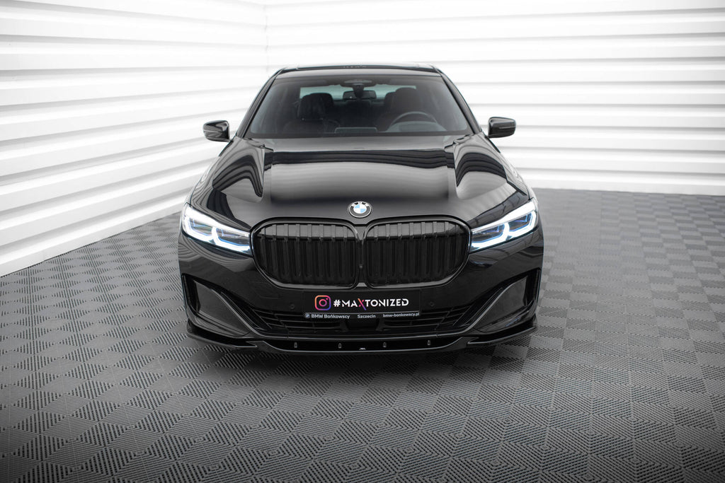 Maxton Design Street+ Spoilerlippe Front Ansatz V.2 passend für BMW 7 G11 / G12 Facelift schwarz Hochglanz