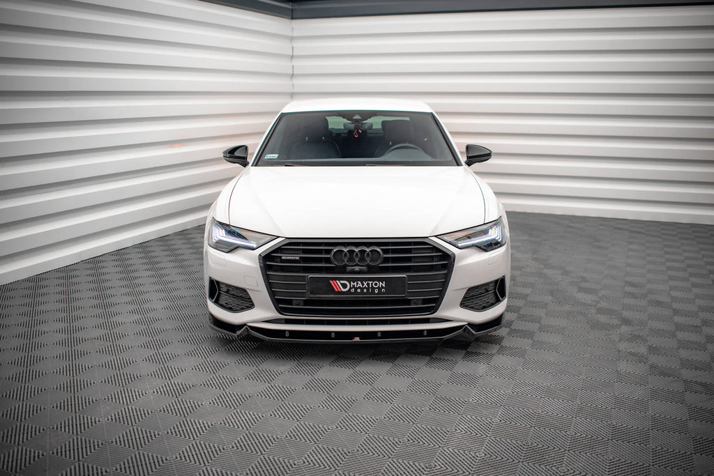 Maxton Design Street+ Spoilerlippe Front Ansatz V.2 passend für Audi A6 C8 schwarz Hochglanz
