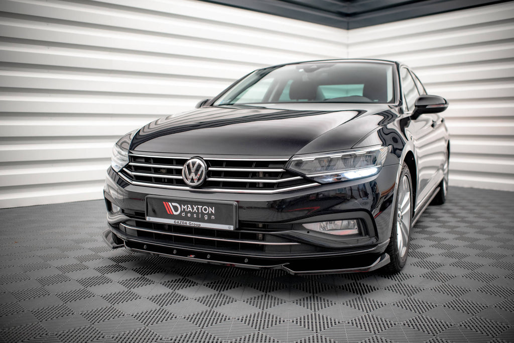Maxton Design Street+ Spoilerlippe Front Ansatz V.1 passend für VW Passat B8 Facelift schwarz Hochglanz