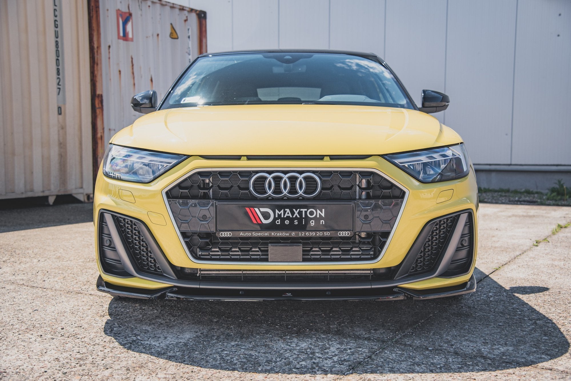 Maxton Design Street+ Spoilerlippe Front Ansatz V.3 passend für Audi A1 S-Line GB schwarz Hochglanz