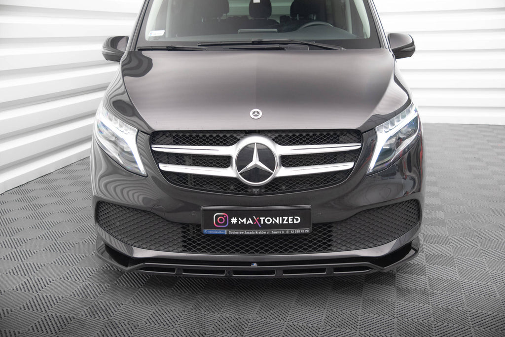 Maxton Design Street+ Spoilerlippe Front Ansatz V.2 passend für Mercedes-Benz V-Klasse W447 Facelift schwarz Hochglanz