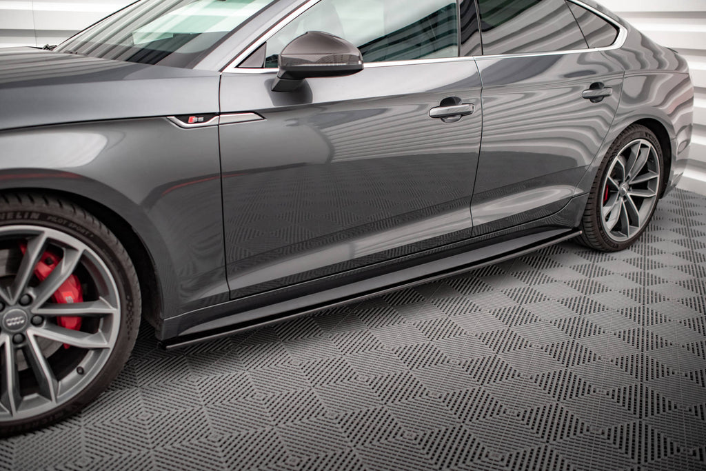 Maxton Design Street+ Seitenschweller Leisten passend für Audi S5 / A5 S-Line F5 Sportback schwarz Hochglanz