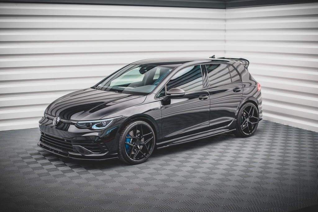 Maxton Design Street+ Seitenschweller Leisten passend für V.1 passend für VW Golf R Hatchback Mk8 Facelift schwarz Hochglanz