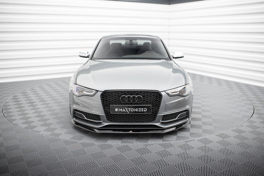 Maxton Design Street+ Spoilerlippe Front Ansatz V.1 passend für Audi S5/A5 S-Line 8T Facelift schwarz Hochglanz