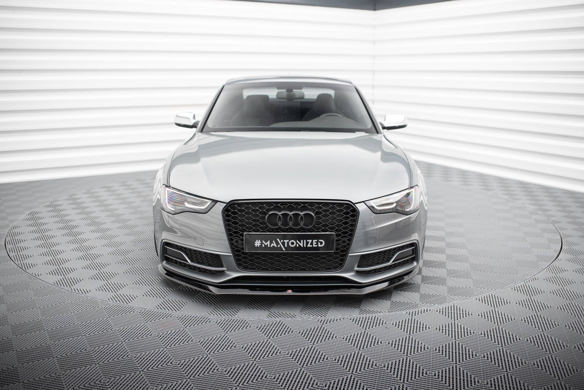Maxton Design Street+ Spoilerlippe Front Ansatz V.1 passend für Audi S5/A5 S-Line 8T Facelift schwarz Hochglanz