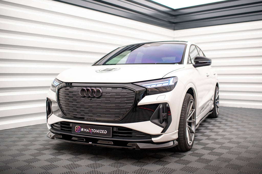 Maxton Design Street+ Spoilerlippe Front Ansatz V.1 passend für Audi Q4 e-tron Sportback S-line Mk1 schwarz Hochglanz