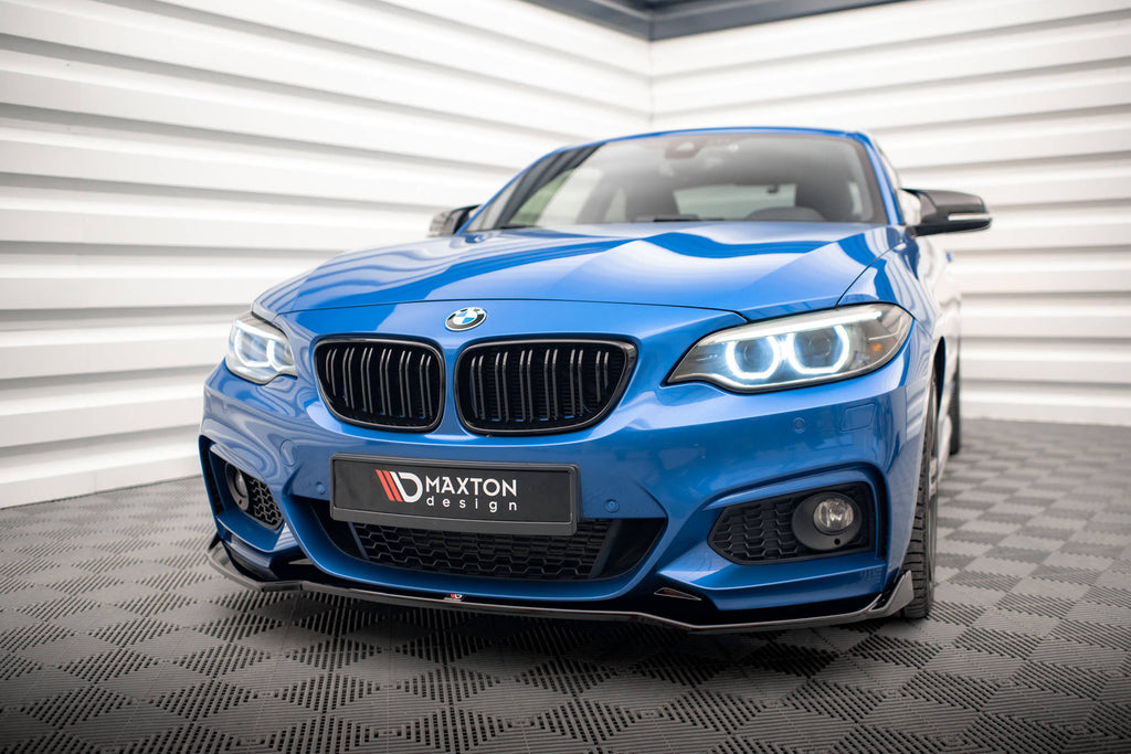 Maxton Design Street+ Spoilerlippe Front Ansatz V.1 passend für BMW 2 M-Paket F22 schwarz Hochglanz