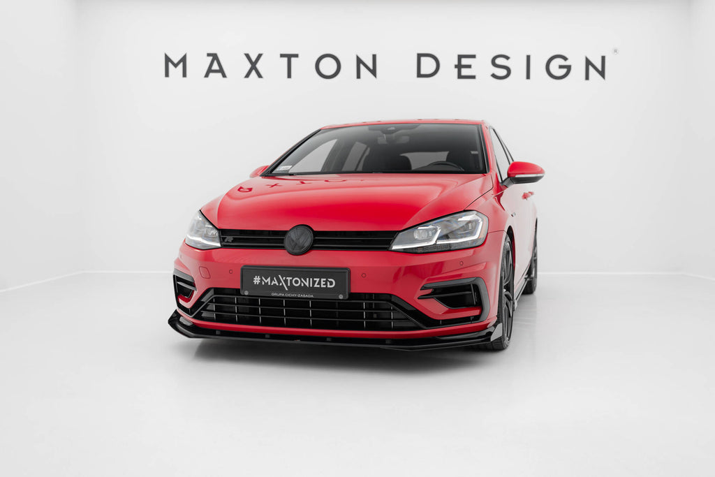 Maxton Design Street Pro Street+ Spoilerlippe Front Ansatz passend für + Flaps passend für VW Golf R / R-Line Mk7 Facelift schwarz Hochglanz