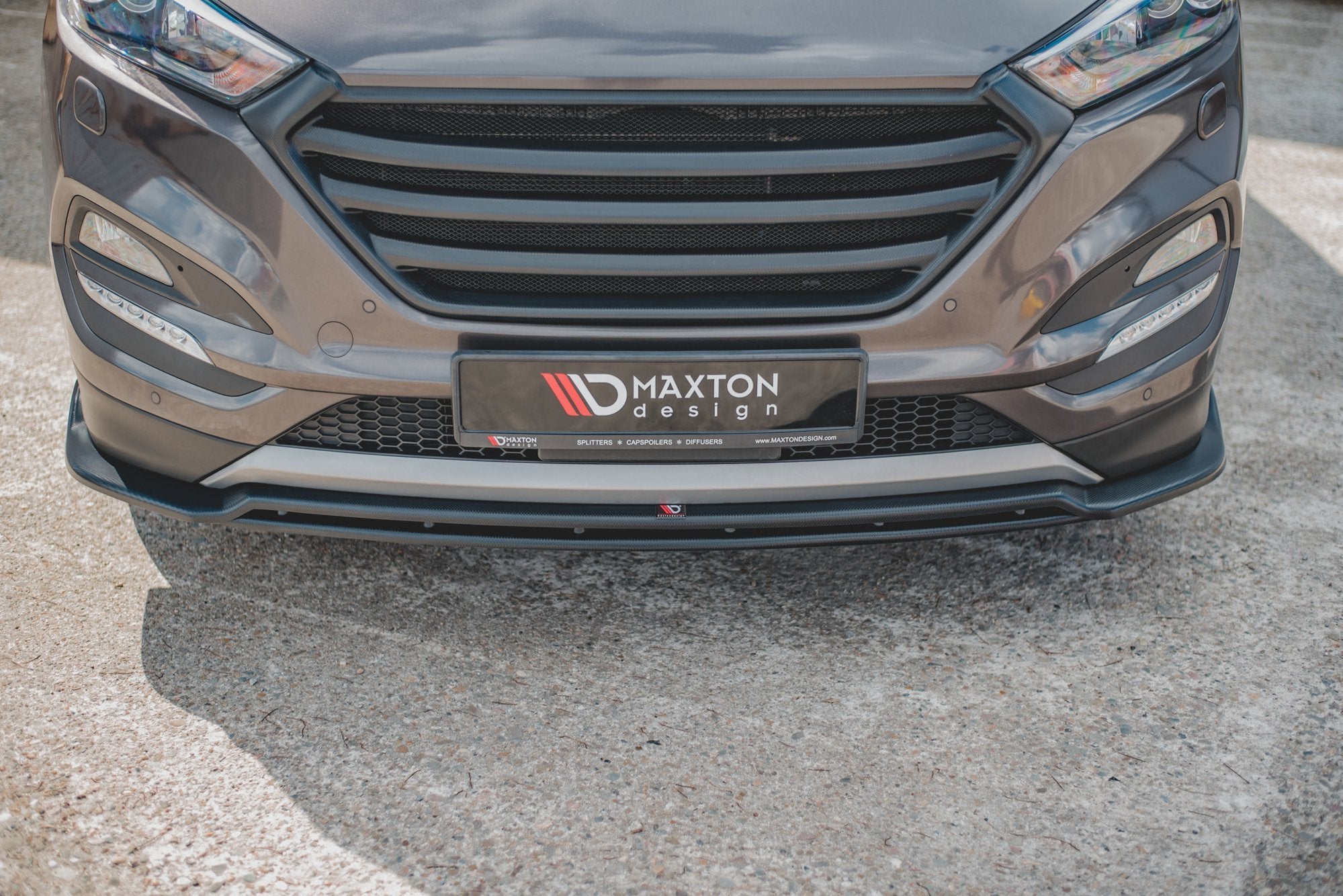 Maxton Design Street+ Spoilerlippe Front Ansatz passend für Hyundai Tucson Mk3 schwarz Hochglanz
