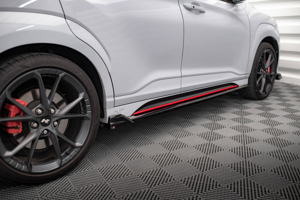 Maxton Design Street+ Seitenschweller Leisten passend für V.1 + Flaps passend für Hyundai Kona N Mk1