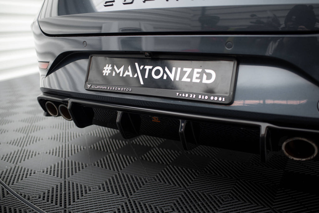 Maxton Design Diffusor Heck Ansatz passend für Cupra Leon ST Mk1 Facelift schwarz Hochglanz