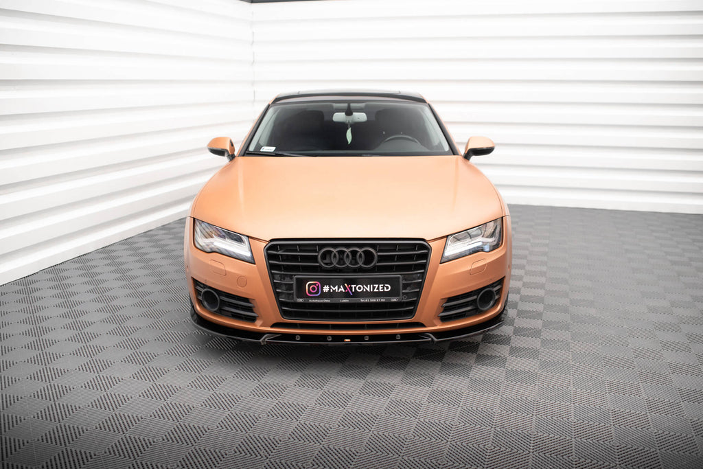Maxton Design Street+ Spoilerlippe Front Ansatz V.2 passend für Audi A7 C7 schwarz Hochglanz
