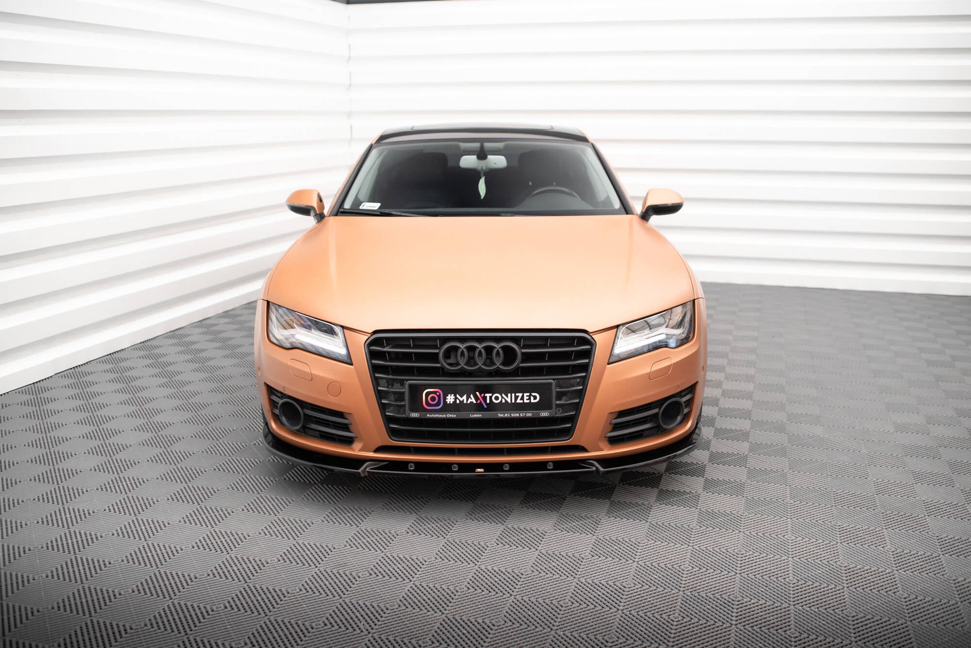Maxton Design Street+ Spoilerlippe Front Ansatz V.2 passend für Audi A7 C7 schwarz Hochglanz
