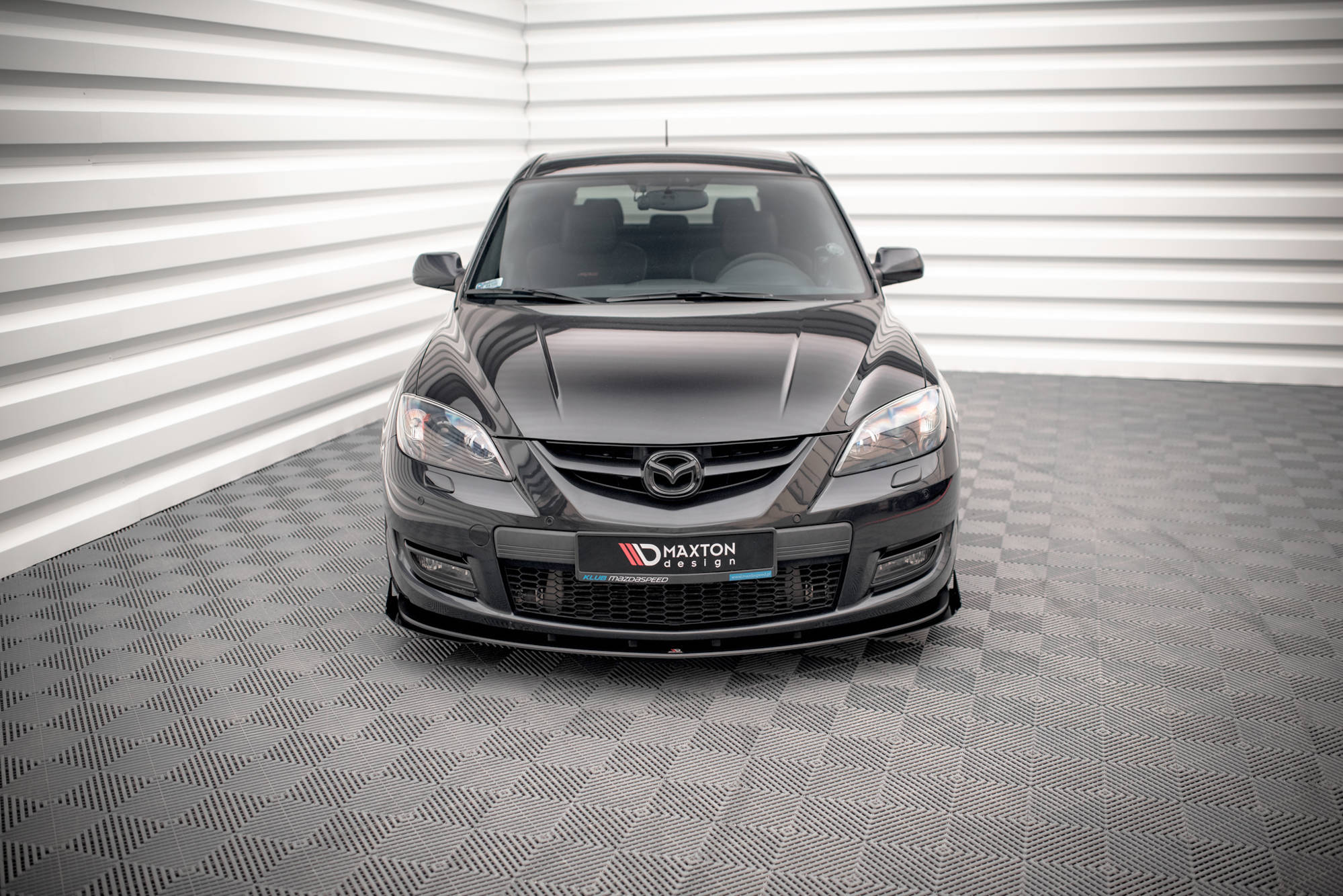 Maxton Design Street Pro Street+ Spoilerlippe Front Ansatz passend für + Flaps passend für V.1 + Flaps Mazda 3 MPS Mk1 schwarz Hochglanz