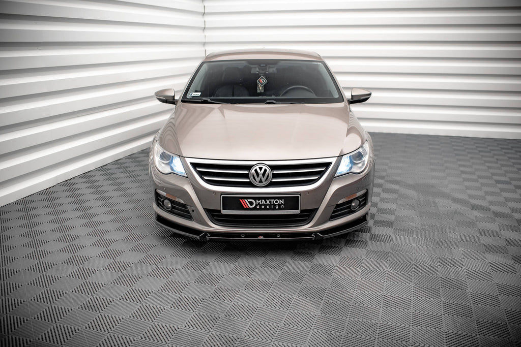Maxton Design Street+ Spoilerlippe Front Ansatz V.3 passend für VW Passat CC schwarz Hochglanz