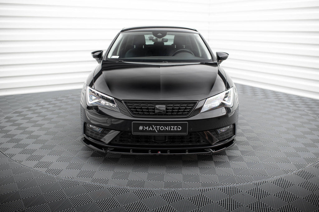 Maxton Design Street+ Spoilerlippe Front Ansatz V.1 passend für Seat Leon Mk3 Facelift schwarz Hochglanz